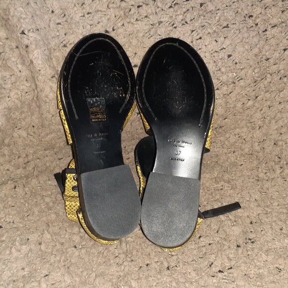 RAG & BONE-Yellow/Black Leather Python Print Sandals-Buckles-Sz 7-Near Mint - Picture 7 of 8